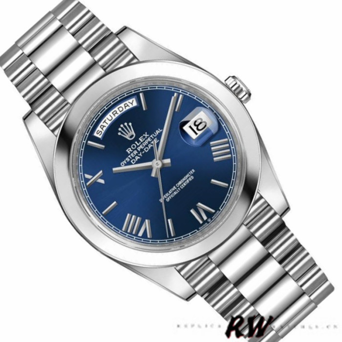 Rolex Day-Date 228206 Blue Roman Numeral Dial Platinum 40MM Mens Replica Watch