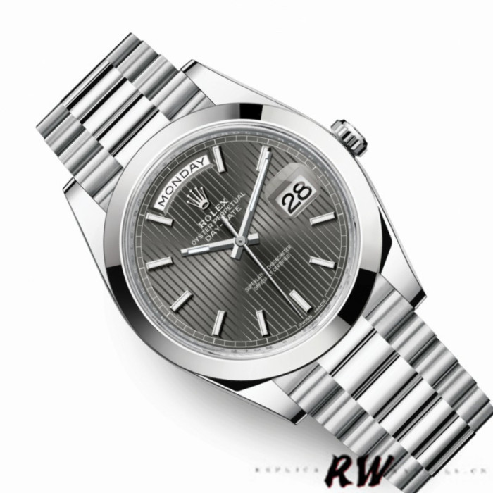 Rolex Day-Date 228206 Dark Rhodium Grey Dial Platinum 40MM Mens Replica Watch