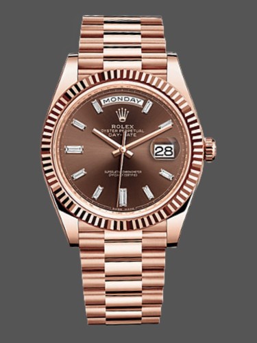 Rolex Day-Date 228235 Chocolate Brown Dial Fluted Bezel 40mm Mens Replica Watch