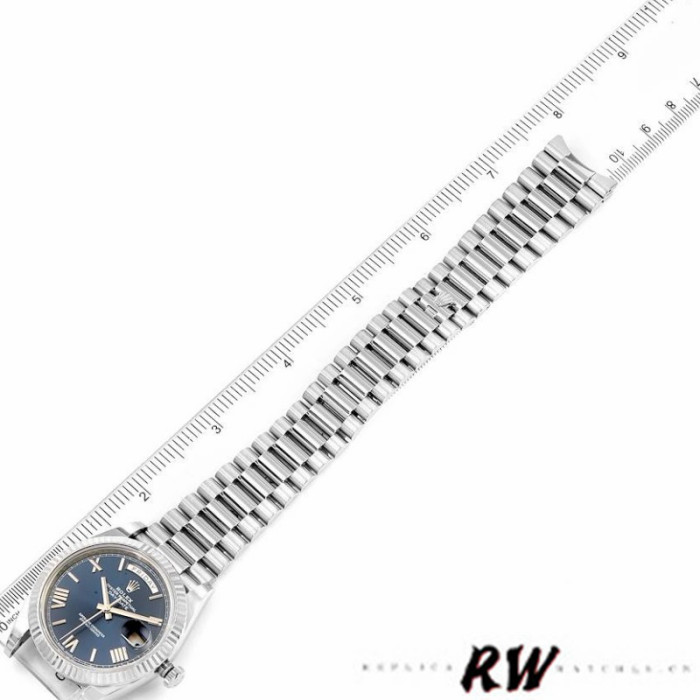 Rolex Day-Date 228239 Blue Roman Dial Fluted Bezel 40mm Mens Replica Watch