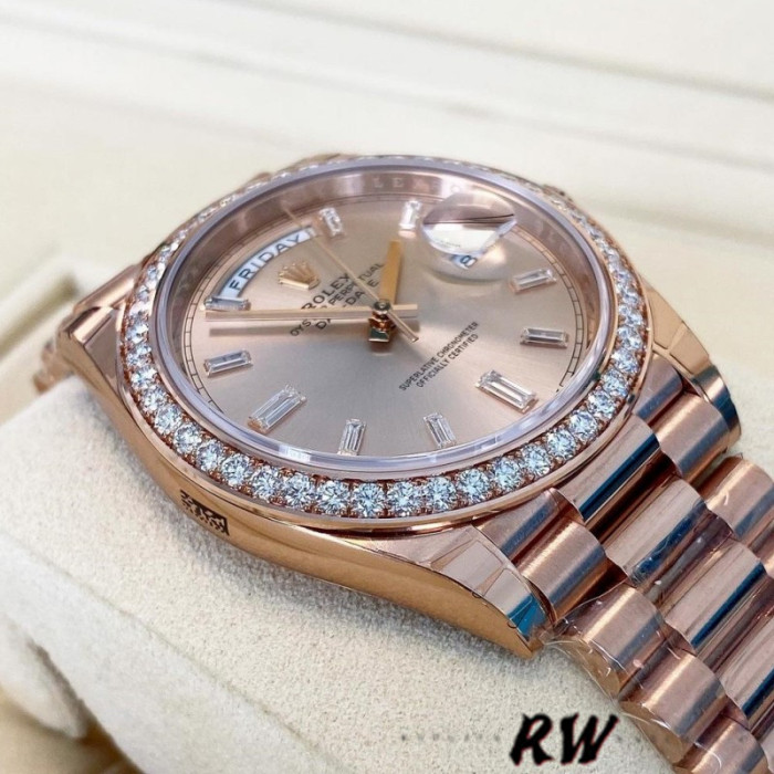 Rolex Day-Date 228345RBR Sundust Diamond Dial Diamond Bezel 40mm Mens Replica Watch