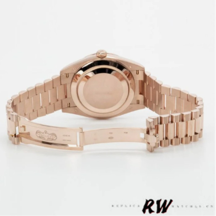 Rolex Day-Date 228345RBR Chocolate Brown Diagonal Motif Dial Diamond Bezel 40mm Mens Replica Watch