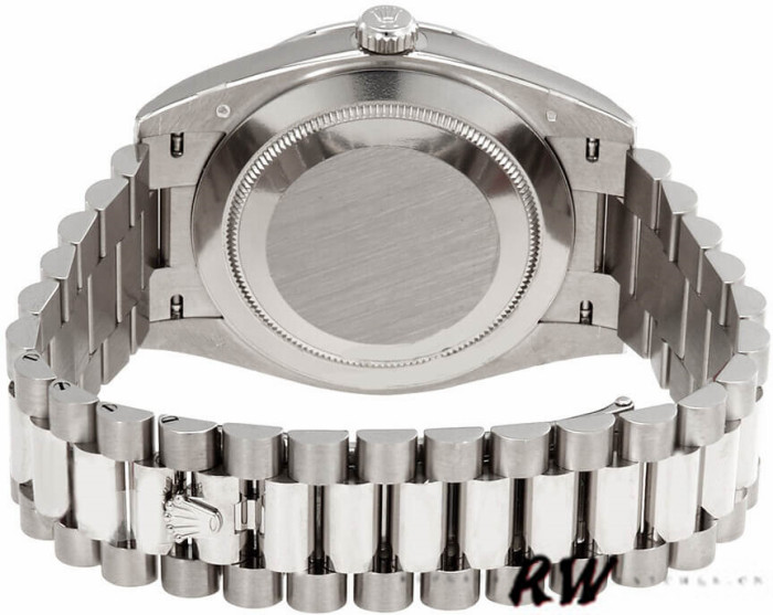Rolex Day-Date 228349RBR Silver Roman Dial Diamond Bezel 40mm Mens Replica Watch