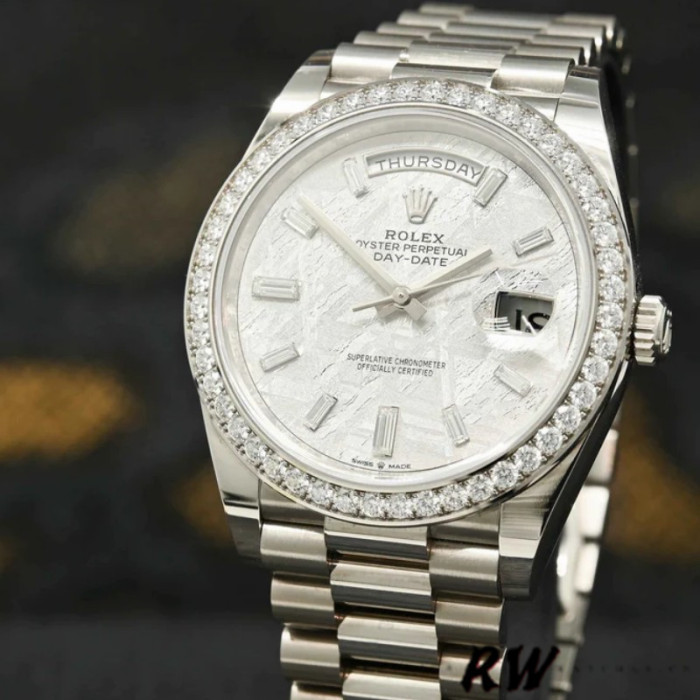 Rolex Day-Date 228349RBR Meteorite Dial Diamond Bezel 40mm Mens Replica Watch