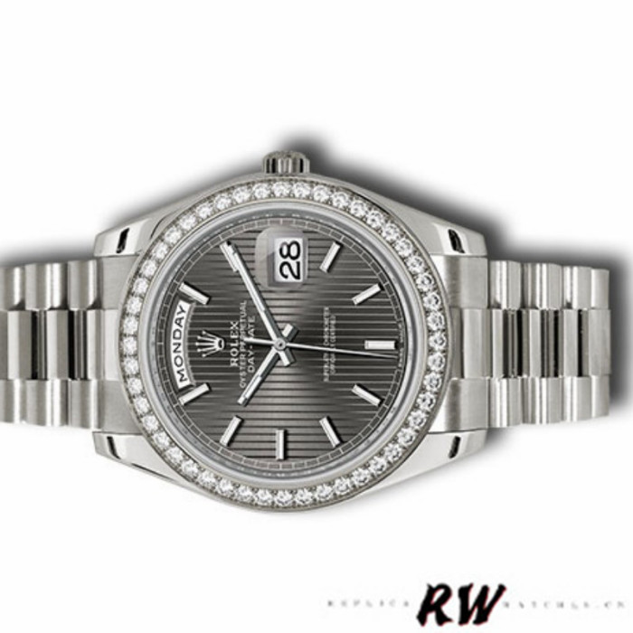 Rolex Day-Date 228349RBR Dark Rhodium Dial Diamond Bezel 40mm Mens Replica Watch
