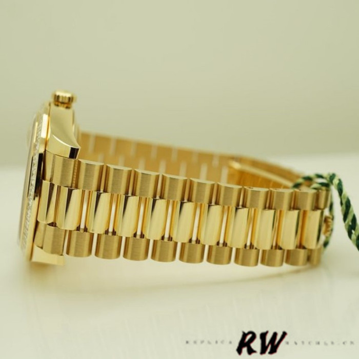 Rolex Day-Date 228398TBR Silver Diagonal Motif Dial Diamond Bezel 40mm Mens Replica Watch