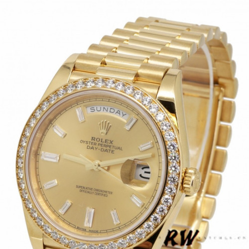 Rolex Day-Date 228398TBR Champagne Diamond Dial Diamond Bezel 40mm Mens Replica Watch