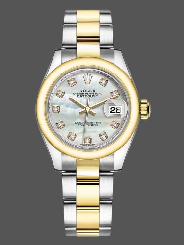 Rolex Datejust 279163 Mother of Pearl Diamond Dial Domed Bezel 28mm Lady Replica Watch