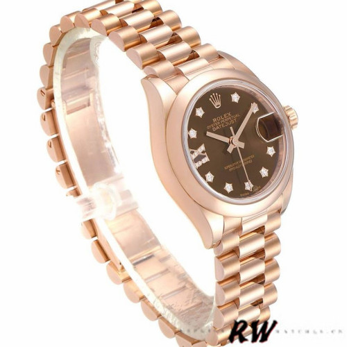 Rolex Datejust 279165 Chocolate Brown Diamonds Dial Domed Bezel 28mm Lady Replica Watch