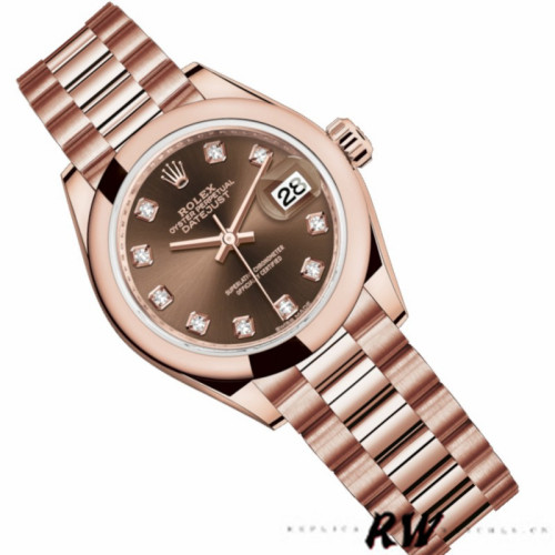 Rolex Datejust  279165 Chocolate Brown Dial Diamond Domed Bezel 28mm Lady Replica Watch