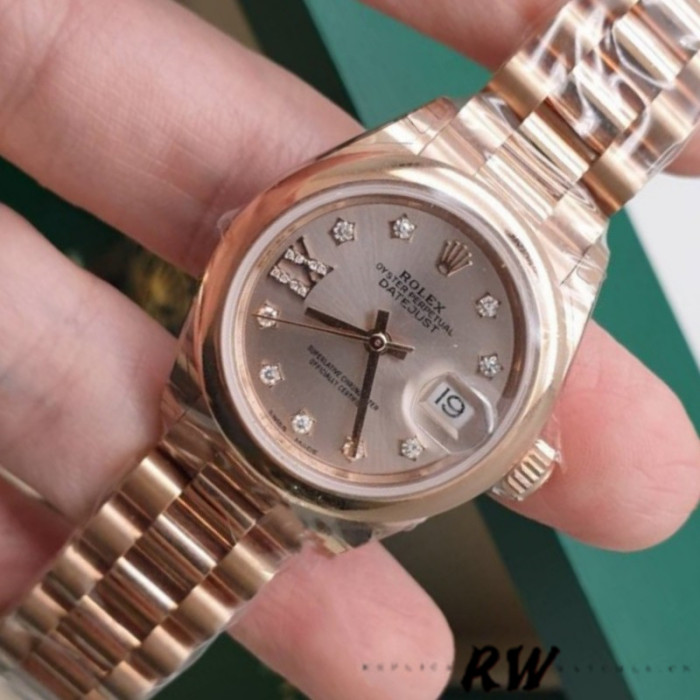 Rolex Datejust 279165 Sundust Diamonds Dial Domed Bezel 28mm Lady Replica Watch
