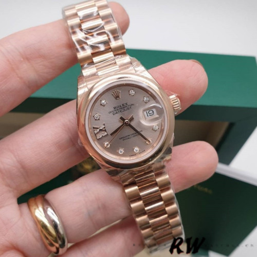 Rolex Datejust 279165 Sundust Diamonds Dial Domed Bezel 28mm Lady Replica Watch