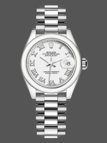Rolex Datejust 279166 White Roman Numeral Dial Domed Bezel 28mm Lady Replica Watch