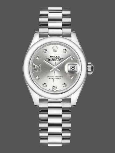 Rolex Datejust 279166 Silve Dial Diamond Domed Bezel 28mm Lady Replica Watch