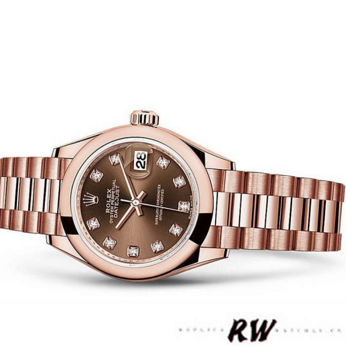 Rolex Datejust  279165 Chocolate Brown Dial Diamond Domed Bezel 28mm Lady Replica Watch
