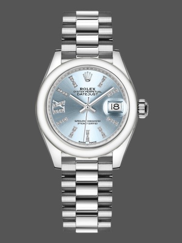 Rolex Datejust 279166 Ice Blue Dial Diamond Domed Bezel 28mm Lady Replica Watch