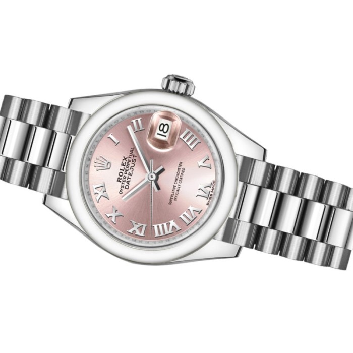 Rolex Datejust 279166 Pink Roman Numeral Dial Domed Bezel 28mm Lady Replica Watch