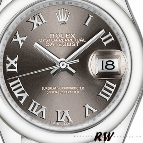 Rolex Datejust 279166 Dark Grey Roman Numeral Dial Domed Bezel 28mm Lady Replica Watch