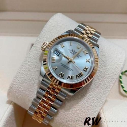 Rolex Datejust 279173 Silver Roman Numeral Dial Fluted Bezel 28mm Lady Replica Watch