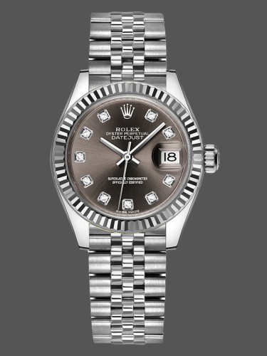 Rolex Datejust 279174 Stainless Steel Dark Grey Diamond Dial 28mm Lady Replica Watch