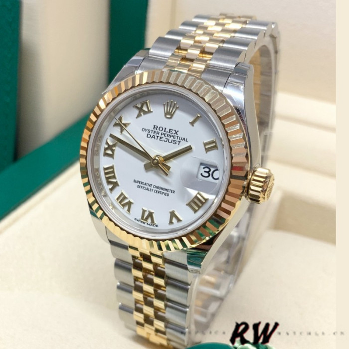 Rolex Datejust 279173 White Roman Numeral Dial Fluted Bezel 28mm Lady Replica Watch