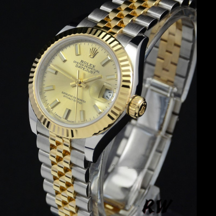 Rolex Datejust 279173 Champagne Index Dial Fluted Bezel 28mm Lady Replica Watch