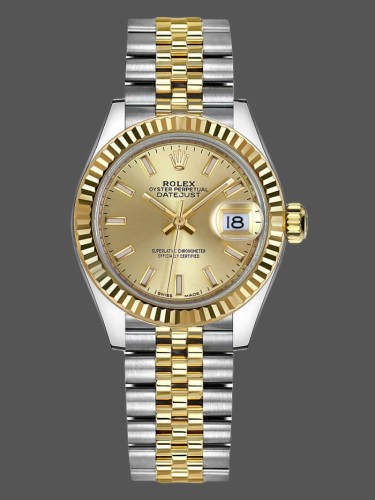 Rolex Datejust 279173 Champagne Index Dial Fluted Bezel 28mm Lady Replica Watch