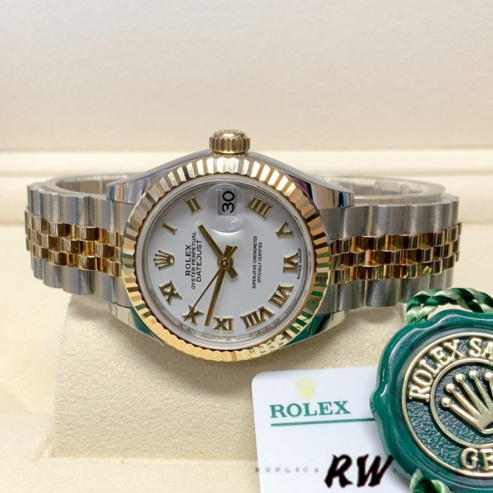 Rolex Datejust 279173 White Roman Numeral Dial Fluted Bezel 28mm Lady Replica Watch