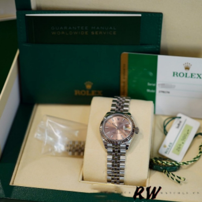 Rolex Datejust 279174 Stainless Steel Pink Index Dial 28mm Lady Replica Watch