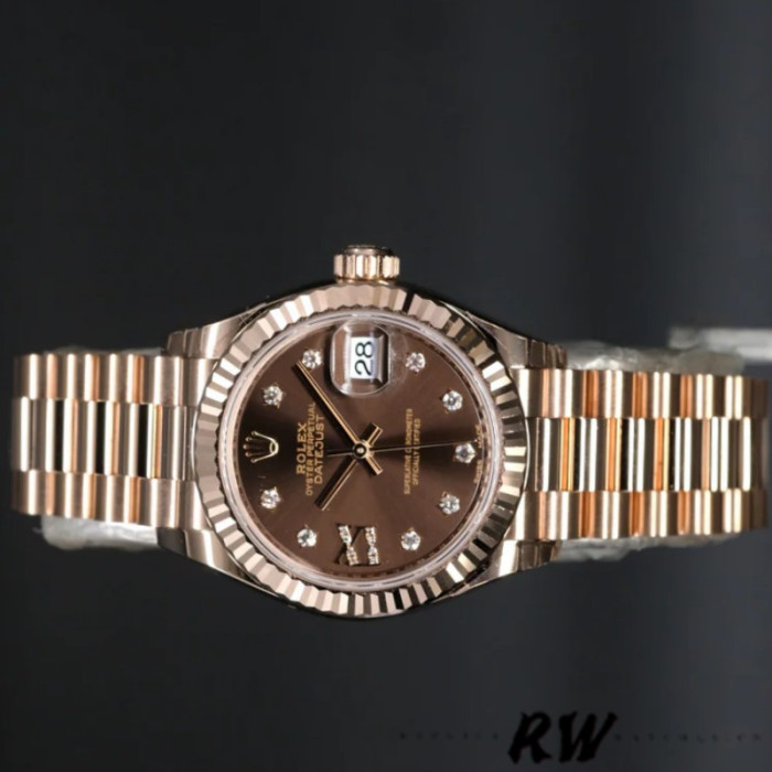 Rolex Datejust 279175 Chocolate Diamond Mark Fluted Bezel 28mm Lady Replica Watch