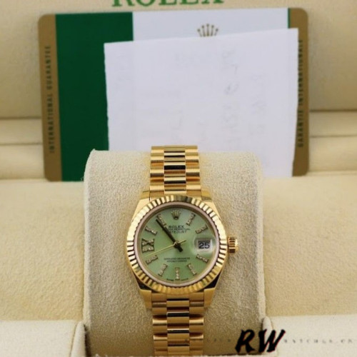 Rolex Datejust 279178 Linden Green Dial Fluted Bezel 28mm Lady Replica Watch