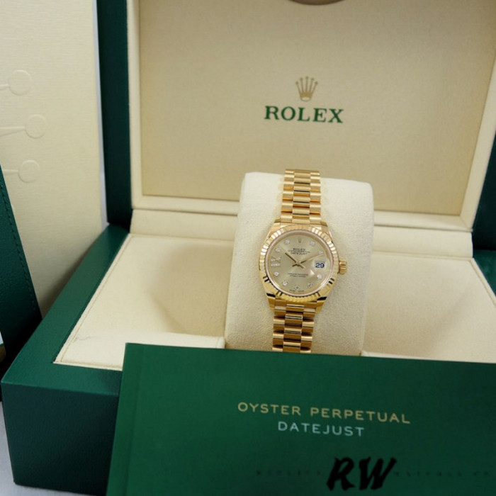 Rolex Datejust 279178 Champagne Diamond Dial Fluted Bezel 28mm Lady Replica Watch
