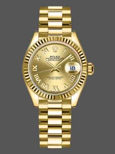 Rolex Datejust 279178 Champagne Roman Dial Fluted Bezel 28mm Lady Replica Watch