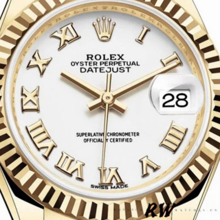 Rolex Datejust 279178 White Roman Dial Fluted Bezel 28mm Lady Replica Watch