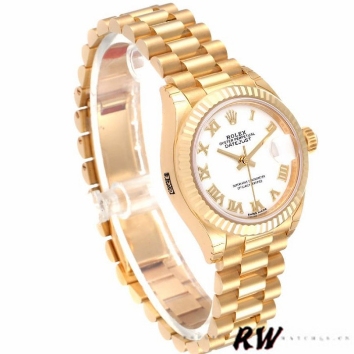 Rolex Datejust 279178 White Roman Dial Fluted Bezel 28mm Lady Replica Watch