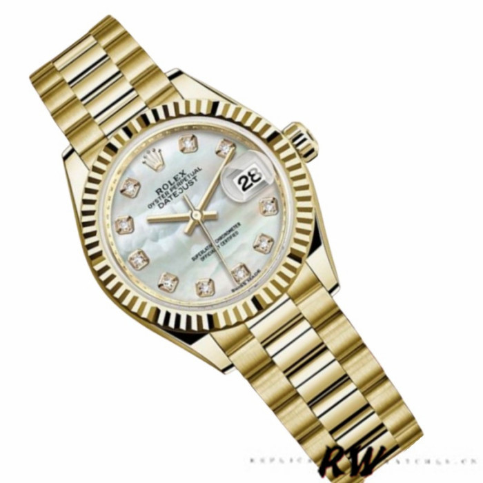 Rolex Datejust 279178 Mother Of Pearl Dial Fluted Bezel 28mm Lady Replica Watch