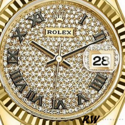 Rolex Datejust 279178 Diamond Pave Dial Fluted Bezel 28mm Lady Replica Watch