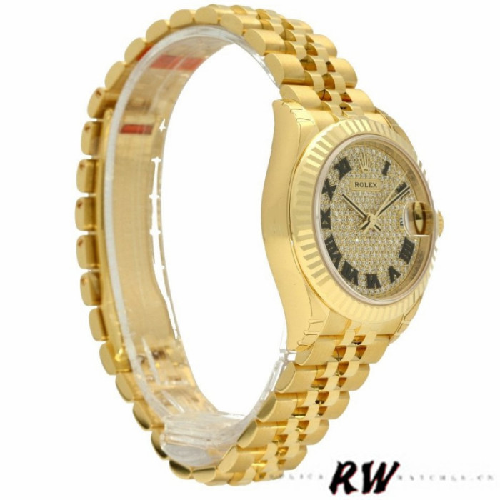 Rolex Datejust 279178 Diamond Pave Dial Yellow Gold 28mm Lady Replica Watch