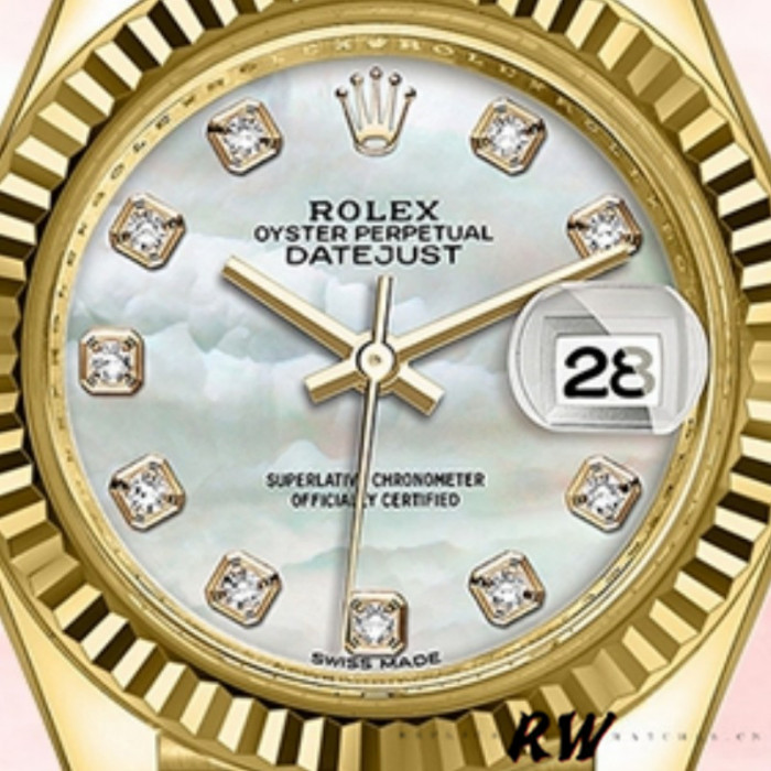 Rolex Datejust 279178 MOP Diamond Dial Yellow Gold 28mm Lady Replica Watch