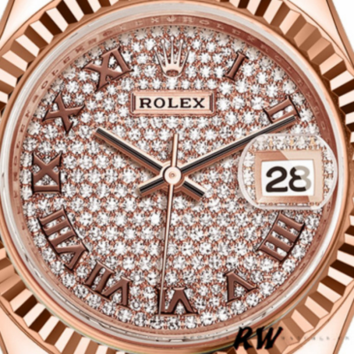 Rolex Datejust 279175 Diamond Pave Dial Rose Gold 28mm Lady Replica Watch