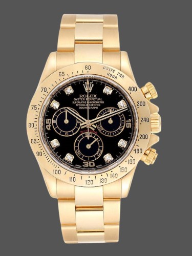 Rolex Cosmograph Daytona 116528 Black Diamond Dial 40MM Mens Replica Watch
