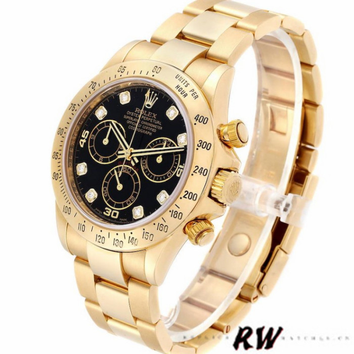 Rolex Cosmograph Daytona 116528 Black Diamond Dial 40MM Mens Replica Watch