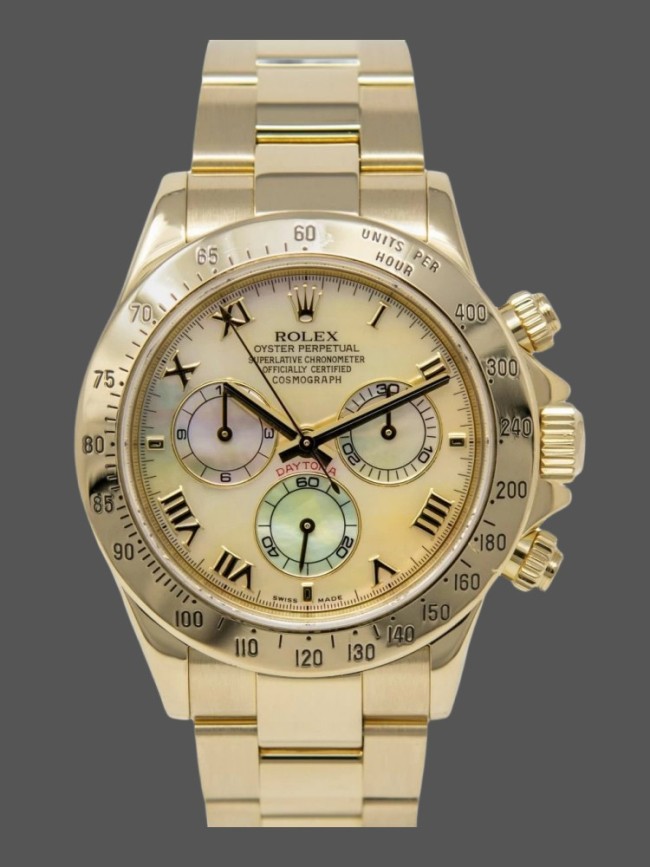 Rolex Cosmograph Daytona 116528 Yellow MOP Roman Dial 40MM Mens Replica Watch