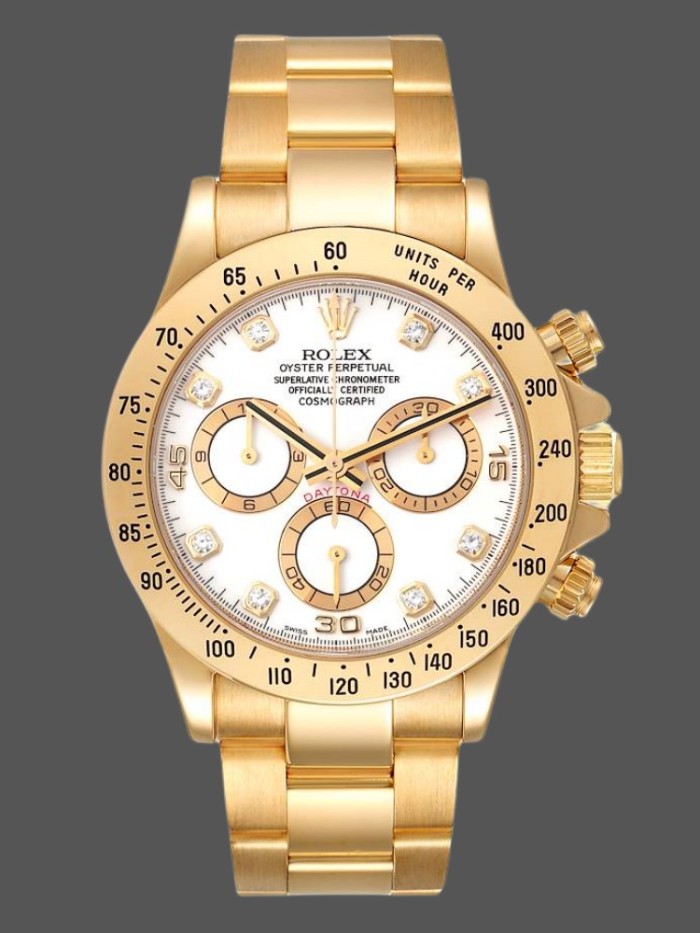 Rolex Cosmograph Daytona 116528 White Diamond Dial 40MM Mens Replica Watch