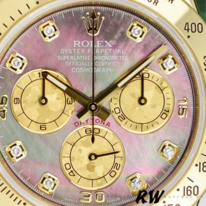 Rolex Cosmograph Daytona 116528 Black MOP Diamond Dial 40MM Mens Replica Watch