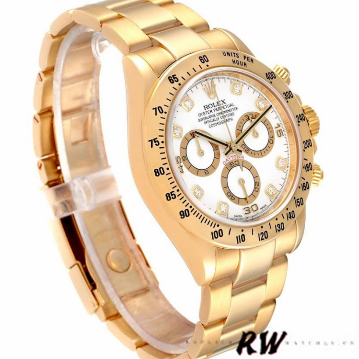 Rolex Cosmograph Daytona 116528 White Diamond Dial 40MM Mens Replica Watch