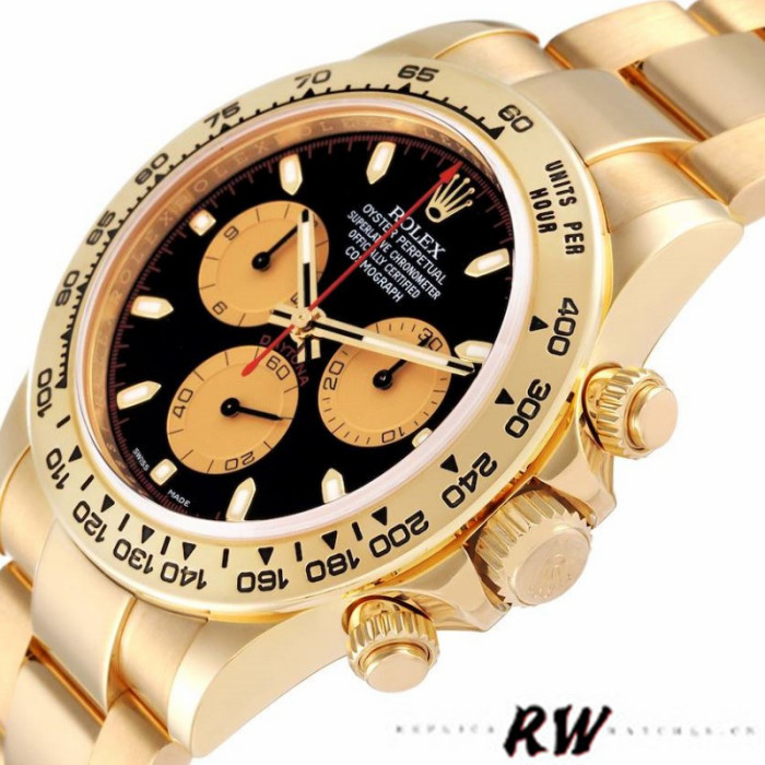 Rolex Daytona 116508 Yellow Gold Black Dial 40MM Mens Replica Watch