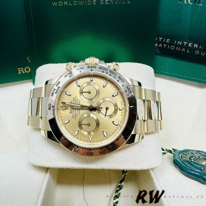 Rolex Daytona 116508 Yellow Gold Champagne Index Dial 40MM Mens Replica Watch