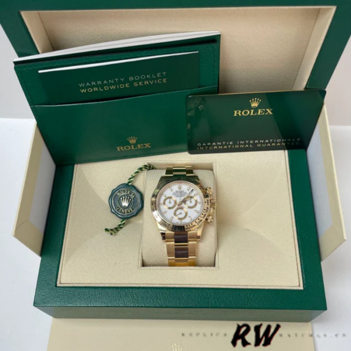 Rolex Daytona 116508 Yellow Gold White Index Dial 40MM Mens Replica Watch