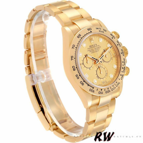Rolex Daytona 116508 Yellow Gold Champagne Diamond Dial 40MM Mens Replica Watch